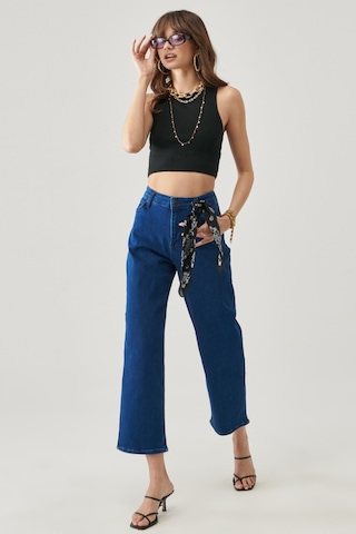 Lee Wide Leg Fit Yüksek Bel Geniş Paça Esnek Jean Kot Pantolon L31ZPDUE Koyu Mavi