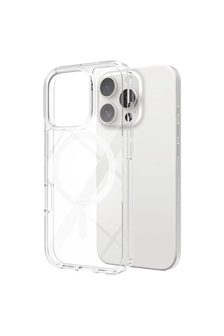 İphone Uyumlu 16 Pro Kılıf Magsafe Şarj Özellikli Şeffaf Sert Pc Redclick Embos Kapak