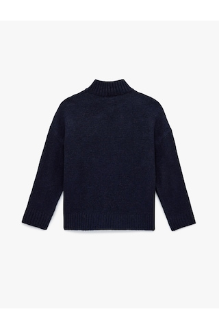 Koton Dik Yaka Uzun Kollu Oversize Triko Kazak Lacivert 6sak90091ht Lacivert