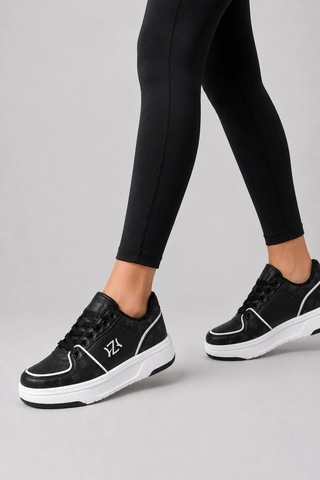 Ht Hotin Prometheus Kadın Günlük Rahat Bağcıklı Sneaker Spor Ayakkabı - Siyah