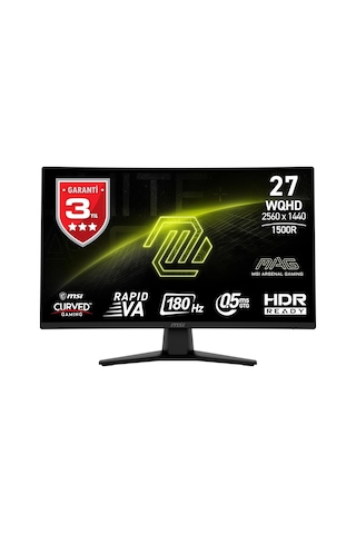 27 Mag 274cqf, Gaming Monitör, Wqhd, Curve 1500r Rapıd Va, 180hz, 0.5ms Gtg , Adaptive-sync, Siyah
