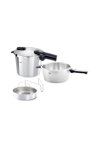Fissler Vitaquick Premium Mat 8+4 Litre Düdüklü Tencere + Buharda Pişirme Aparatı Inox