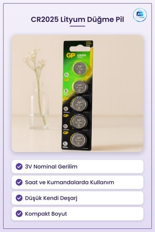 Cr2025 3v Lityum Düğme Pil Saat Anahtar Kumandası Hesap Makinesi