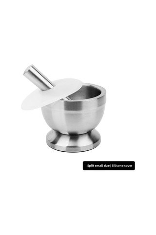 Wezone Ev Kullanıma Mini 304 Paslanmaz Çelik Pestle Ve Mortar Seti - Sarımsak, Baharat, Toz İlaç Öğütücü - Silikon Kapaklı Bölünmüş Küçük Boy Diğer