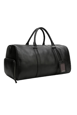 Seyahat Çantası Ayakkabı Bölmeli Spor Deri Siyah