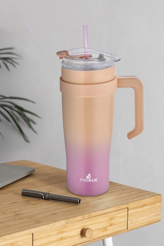 İçi 304 Kalite Paslanmaz Çelik 1000 Ml Pipetli Termos Çift Katmanlı Renk Geçişli , Sızdırmaz Bardak