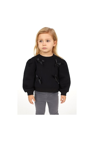 Kurdeleli Kız Çocuk Sweatshirt SiYAH