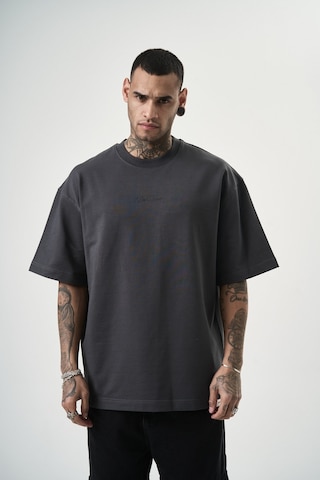 Respire Erkek Da Vinci Baskılı Oversize T-shirt Füme