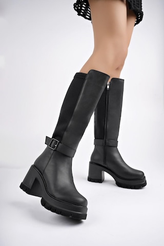 Muggo Arongo Garantili Kemer Detaylı Fermuarlı Platform Topuklu Kadın Bot 001