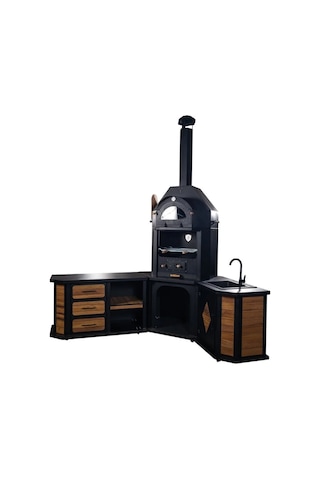 Zs Hermanos Granit Evyeli Avangarde Köşe Fırınlı Barbekü Siyah - Kahverengi