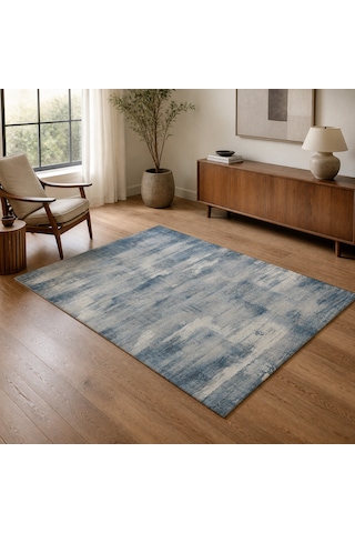 Kartela Halı Vintage Halı Kaymaz Taban Makinede Yıkanabilir Halı Mavi - 200 X 300 Cm