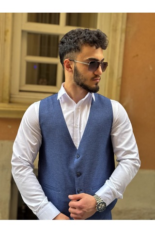 Dupont Classics Dupont Erkek Slim Fit 6 Drop Çift Yırtmaç Yelekli Takım Elbise Parlement
