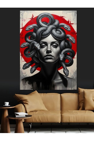 Ahşap Tablo Medusa Modern Sanat Portresi