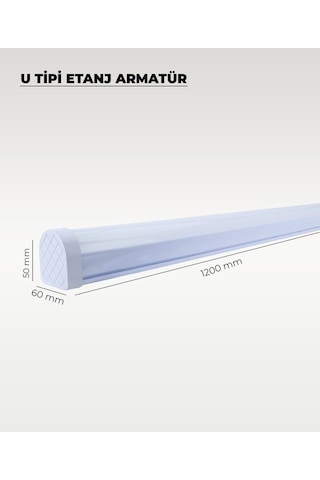 54w U Tipi Etanj Armatür 6500k Beyaz Işık - Ip65 Beyaz - Beyaz Işık