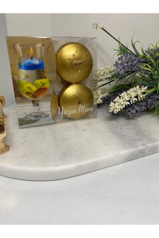 Gold Yüzen Mum 4lü Gold