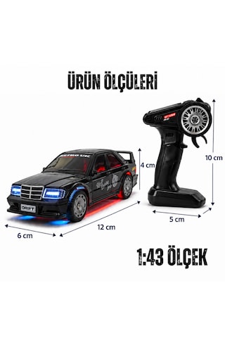 Uzaktan Kumandalı Mini Drift Bmw Evo30 Model Araba Dahili Şarjlı Işıklı 4x4 Taşıma Kumandalı Hız Hassasiyetli Ve Kademeli ,kuka Ve Drift Tekerleri Hediye 1:43 Ölçek Siyah
