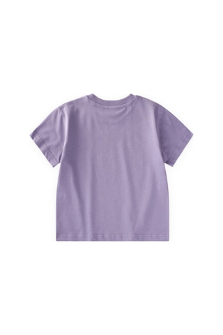 Cigit Etiket Detaylı T-shirt 2-10 Yaş Lila
