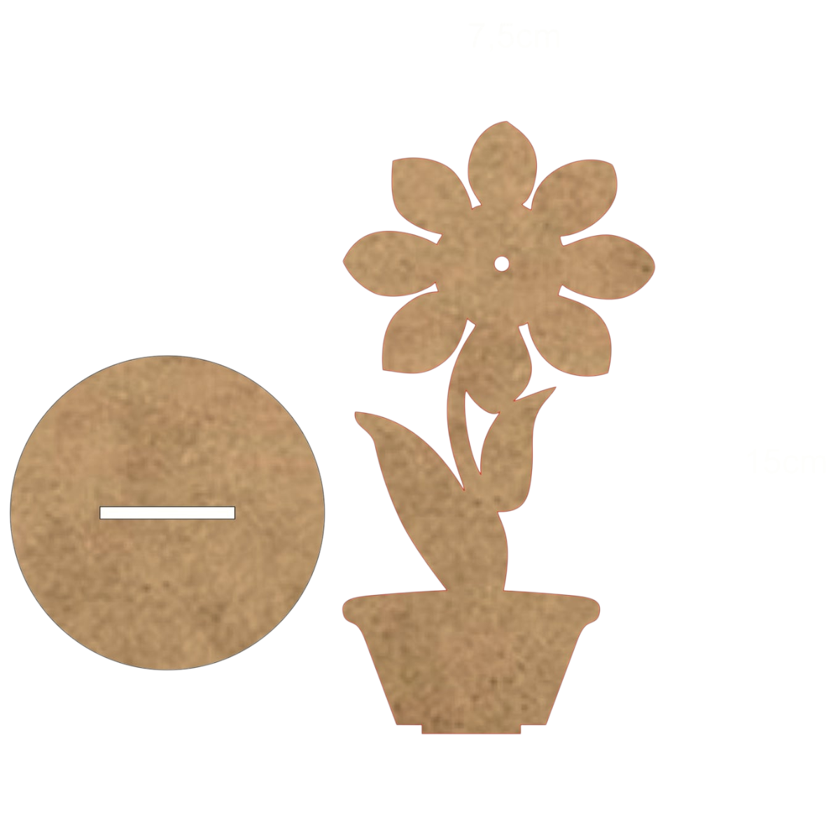Ahşap Boyanabilir Papatya Saksı Figürü 7,5x15 Cm - 3mm Mdf Okul Öncesi Boyama Etkinlik Seti 10 Adet
