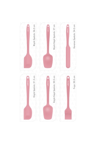 Valletta Drongo 6 Parça Silikon Spatula Seti Pembe
