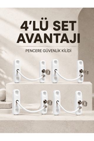 Shnstore Çocuk Güvenliği İçin Pencere Kilidi Anahtarlı 4 Lü Paket Shntknd0720