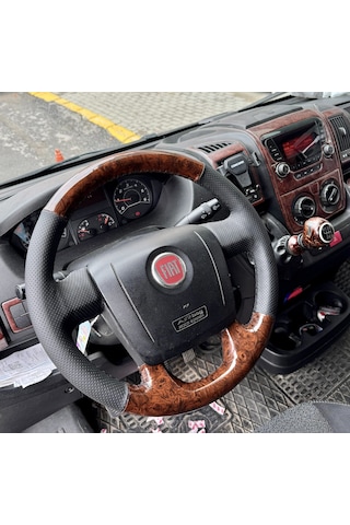 Fiat Ducota Araca Özgü Dikmeli Direksiyon Kılıfı Nokta Ahşap Siya Siyah