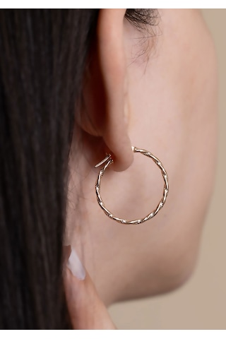 14 Ayar Altın Burgu Halka Küpe 2.5 Cm Sarı Altın