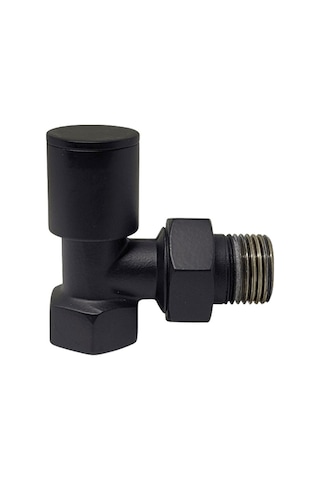 Radyatör Vanası 1/2'' Siyah Köşe Pex Metal Volanlı 16 2mm Boru Bağl. Rakorlu