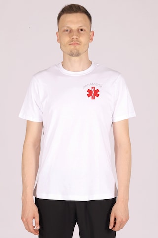 Beyaz Paramedik Bisiklet Yaka Tişört Unisex