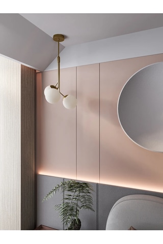 Luno 3 White Antique Eskitme Gövdeli Beyaz Camlı 3 Lü Sarkıt Av 1 Adet