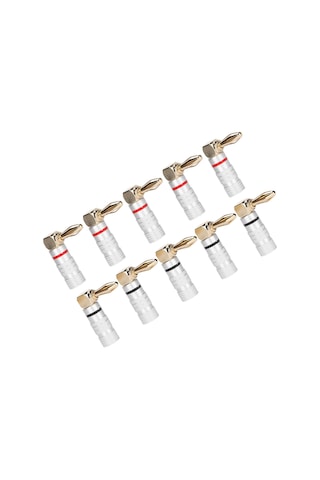 Konesam 90 Derece Alüminyum Kasa Bronz Kaplama Muz Plug 4mm , Ses Sistemi Hoparlör Kablosu Bağlantısı, 10 Adet 5 Çift - 24k Altın Kaplama, Kısa Devreyi Önler, Kolay Kurulum
