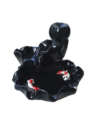 Havuzlu Ve Balık Figürlü Geri Akış Şelale Tütsülük Siyah