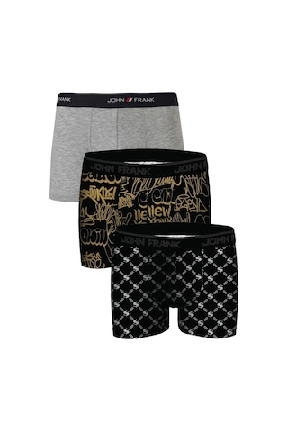 John Frank Logolu Pamuklu 3'lü Paket Boxer Erkek Boxer Jfbs3 Gri-ssarı-sbeyaz