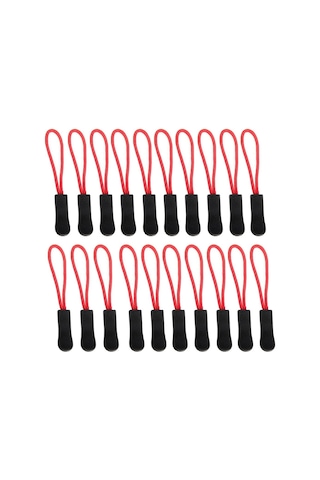 20 Adet Fermuar Çekici Fermuar Sabitleyici Güçlü Naylon İp, Siyah Ve Kırmızı