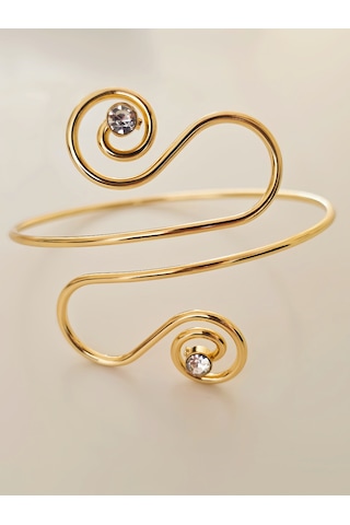 Spiral Yuvarlak Model Pazu Kol Bileziği Ayarlanabilir Bileklik Altın