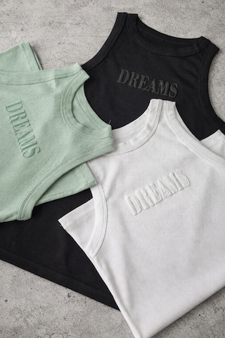Demirsa Boutique Halter Yaka 3'lü Siyah, Yeşil Ve Beyaz Renk Modal Kaşkorse Kadın Atlet T-shirt Beyaz-yeşil-siyah