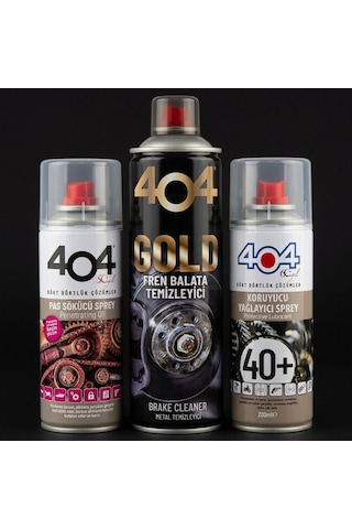 404 Pas Sökücü 200 Ml + Fren Balata Temizleyici Gold 500 Ml + 40+ Koruyucu Yağlayıcı Sprey 200 Ml 3'lü Bakım Seti