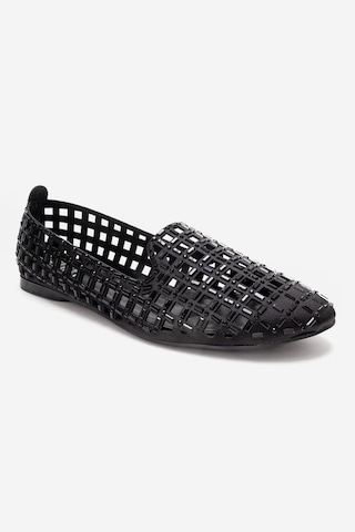 Luvishoes Sılva Siyah Taşlı Kadın Babet Ayakkabı Siyah