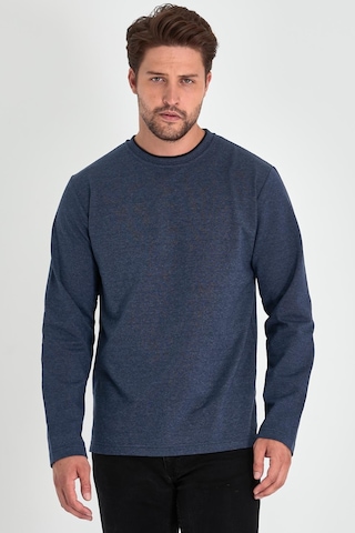 Comeor Erkek İndigo Çift Bisiklet Yaka Standart Rahat Kesim Sweatshirt Cmrb68-indigo