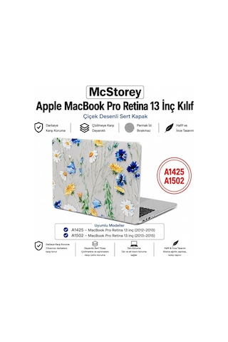 Macbook Pro Retina 13 İnç Kılıf A1425 A1502 Uyumlu Tropikal Yaprak Ve Çiçek Desenli Sert Kapak Hard Case İnce Hafif Laptop Koruyucu R-622