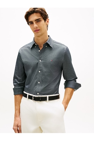 Tommy Hilfiger Performance Pıque Oxford Erkek Mavi Uk Gömlek - Mw0mw41781