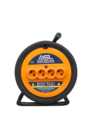 Asl Asl-1050 50 Metre 4 Priz Girişli Makaralı Uzatma Kablosu 3000w 3x1.5mm 1
