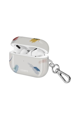 Apple Uyumlu AirPods Pro Kılıf Fırça Boya Desenli Coehl Reverie Kapak Gri