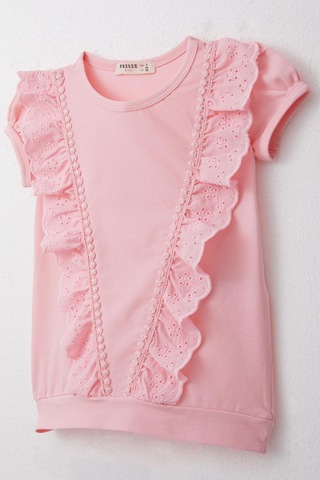 Breeze Kız Çocuk Tişört Güpürlü 1.5-5 Yaş, Pembe Pembe