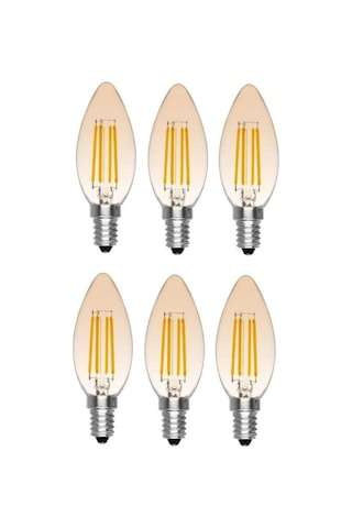 6 Adet E14 Ince Duy Buji Mum Amber Renk 4 Watt Rustik Led Ampul E