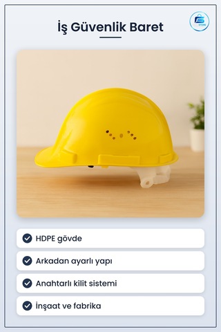 Baret İş Güvenlik Anahtarlı Arkadan Ayarlı Sarı Beyaz İnşaat Fabr