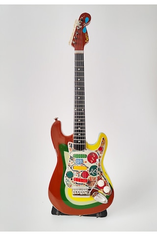 El Yapımı 1/4 Ölçek Minyatür Elektro Gitar Stratocaster Rocky Brw