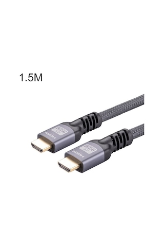 Hdmı 2.0 Erkek - Hdmı 2.0 Erkek 4k Ultra-hd Örgülü Adaptör Kablosu, Kablo Uzunluğu: 1.5m Gri