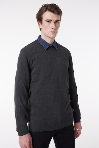 Regular Fit Normal Kesim Sıfır Yaka Triko W8A02P036 Gri Melanj