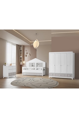 Aymini Lorena 4 Kapılı Bebek Odası Takımı Ahşap - Beyaz