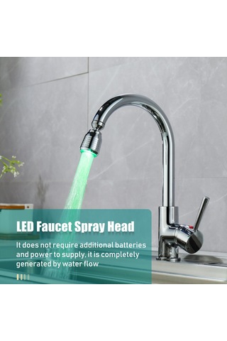 Xiyyadms Led Suya Bağlı Isı Algılayıcı 3 Renkli Kırmızı-mavi-yeşil Dönen Faucet Uçucu Ld8001-b16 - Su Basıncı İle Çalışır, Ev Ve Mutfak İçin Diğer